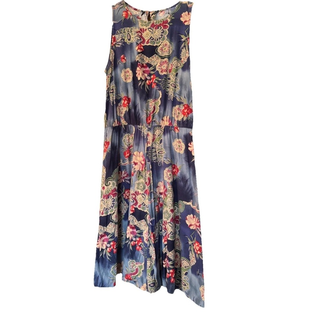 Vintage 90s Sleeveless Floral Dress Mid-length Boho City Hippy